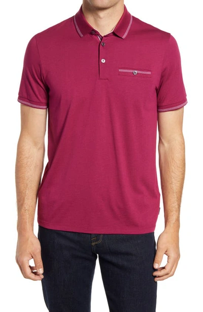 Ted Baker Tortila Slim Fit Tipped Pocket Polo In Purple