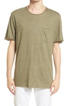 Selected Homme Brook Raw Edge T-shirt In Olive Melange