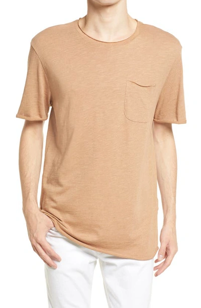 Selected Homme Brook Raw Edge T-shirt In Burro Melange