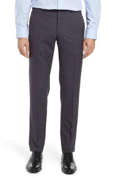 Zanella Parker Flat Front Check Wool Pants In Med. Grey