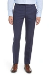 Zanella Parker Plaid Flat Front Wool Pants In Navy