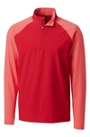 Cutter & Buck Response Hybrid Overknit Quarter Zip Pullover In Red