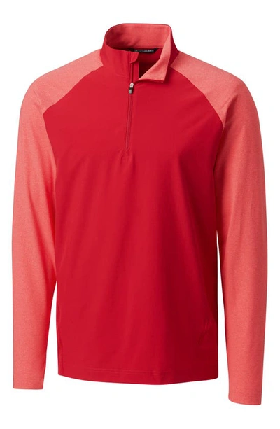 Cutter & Buck Response Hybrid Overknit Quarter Zip Pullover In Red