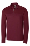 Cutter & Buck Traverse Regular Fit Stripe Quarter Zip Pullover In Bordeaux