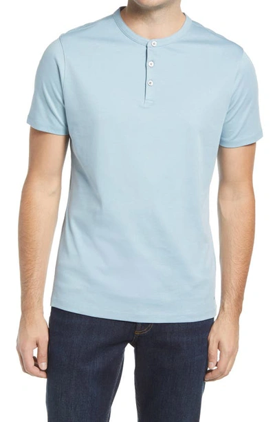 Robert Barakett Georgia Solid Henley Shirt In Soft Teal