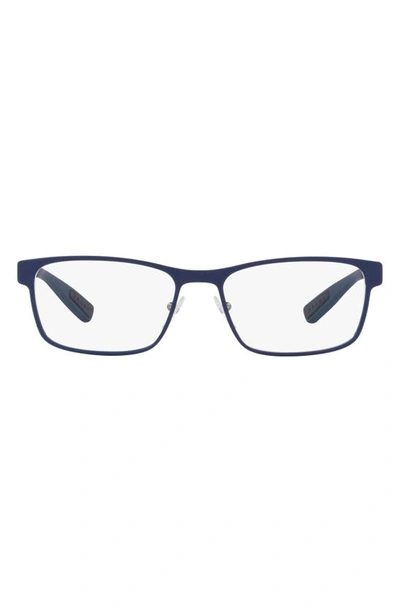 Prada 55mm Rectangular Optical Glasses In Blue Rubber