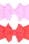 Baby Bling Babies' 2-pack Fab-bow-lous Headbands In Salmon/blossom