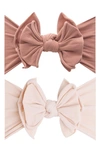 Baby Bling Babies' 2-pack Fab-bow-lous Headbands In Putty/petal