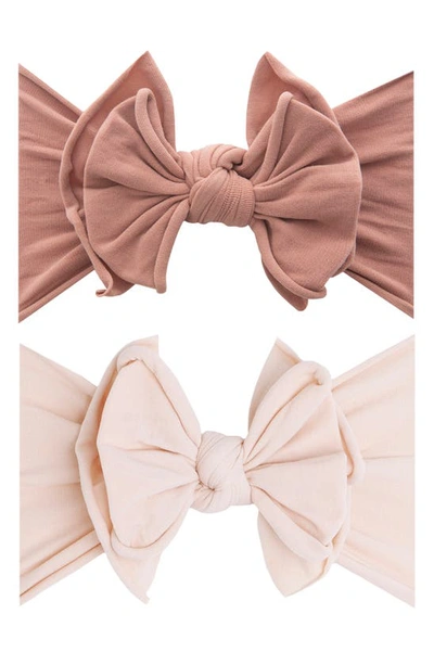 Baby Bling Babies' 2-pack Fab-bow-lous Headbands In Putty/petal