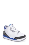 Jordan Kids' 3 Retro Racer Blue Sneaker In White/ Blue/ Black/ Grey