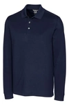 Cutter & Buck Long Sleeve Pique Performance Polo In Liberty Navy