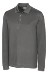 Cutter & Buck Long Sleeve Pique Performance Polo In Elemental Grey
