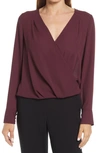 Halogenr Halogen Cross Front Blouse In Burgundy Stem