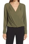 Halogenr Halogen Cross Front Blouse In Olive Sarma