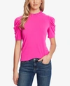 Cece Puff Sleeve Crepe Top In Garden Rose