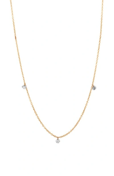 Bony Levy Floating 3-diamond Necklace In 18k Rose Gold