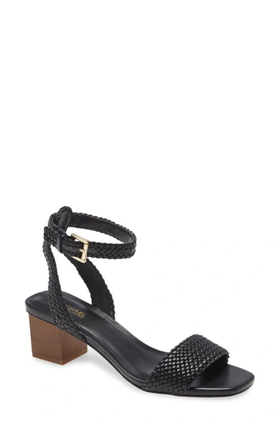 Michael Michael Kors Petra Block Heel Sandal In Black Leather