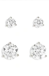 Nordstrom Set Of 2 Cubic Zirconia Stud Earrings In Clear- Silver