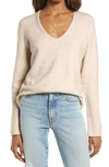 Treasure & Bond V-neck Sweater In Beige Oatmeal Light Heather