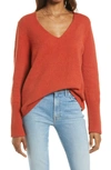 Treasure & Bond V-neck Sweater In Red Ochre Heather