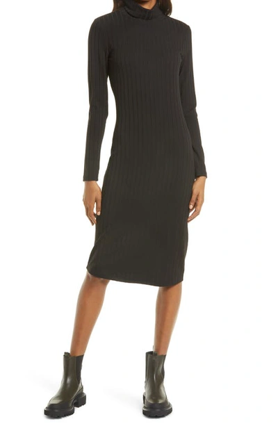 Treasure & Bond Long Sleeve Turtleneck Sweater Dress In Black