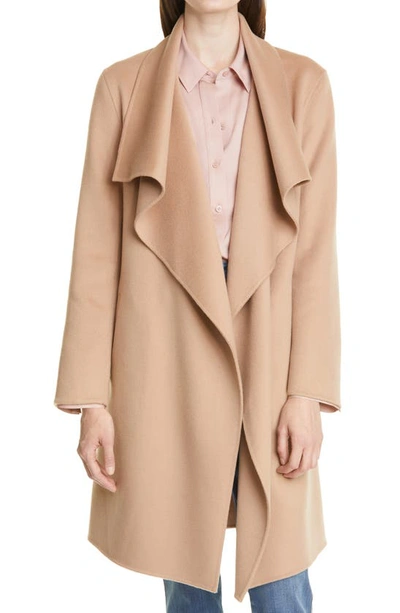 Nordstrom Signature Cascade Collar Double Face Wool & Cashmere Coat In Camel