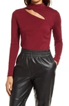 Halogenr Halogen Cutout Mock Neck Knit Top In Burgundy Stem