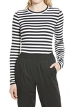 Nordstrom Everyday Long Sleeve Crewneck Rib T-shirt In Black- White Stripe