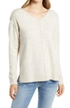Caslonr High/low V-neck Sweater In Beige Oatmeal Light Heather