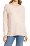 Caslonr High/low V-neck Sweater In Pink Smoke