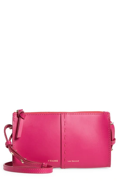 Frame Les Second Leather Crossbody Wallet In Fuchsia