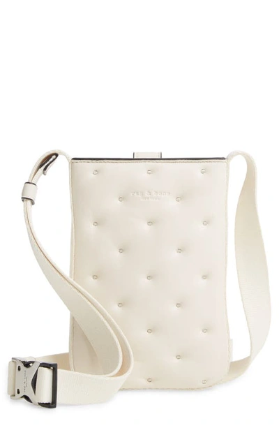 Rag & Bone Riser Leather Crossbody Phone Pouch In Antique White
