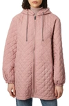 Bernardo Diamond Quilted Hooded Jacket In Putty Pink