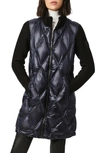Bernardo Knit Sleeve Diamond Quilt Puffer Coat In Navy
