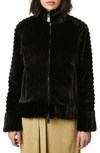 Bernardo Textured Faux Fur Jacket In Black