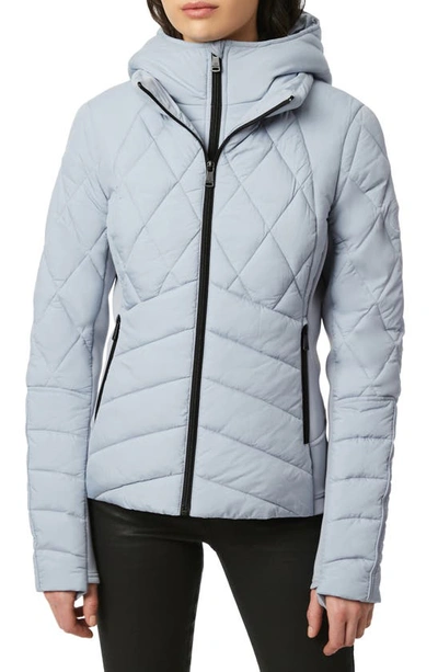 Bernardo Puffer Jacket With Removable Bib & Hood In Frost Grey