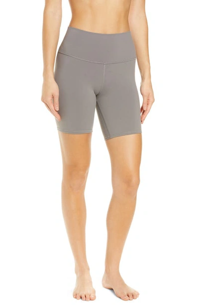 Alo Yoga High Waist Biker Shorts In Shadow Grey