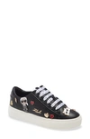 Karl Lagerfeld Women's Cammy Embellished Logo Low Top Platform Sneakers In Black Leather