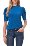 Cece Puff Sleeve Crepe Top In Sapphire Sky