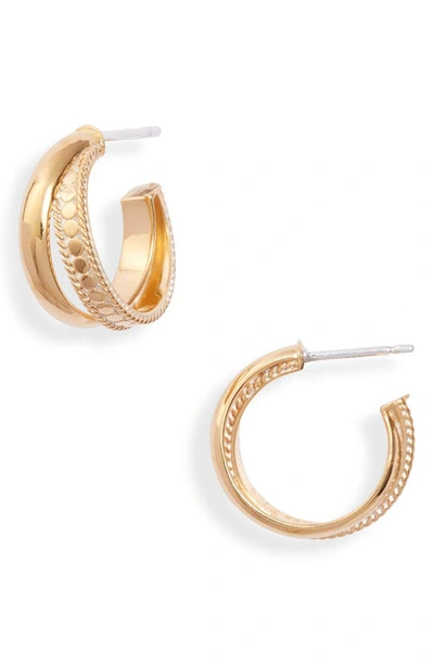 Anna Beck Smooth Dome & Dotted Crossover Hoop Earrings In Gold