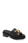 Aerosoles Lima Slide Sandal In Black Leather