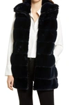 Via Spiga Hooded Faux Fur Vest In Navy