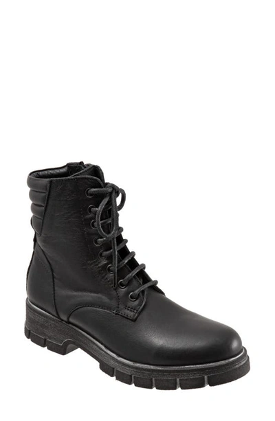 Bueno Rage Lace-up Combat Boot In Black Leather