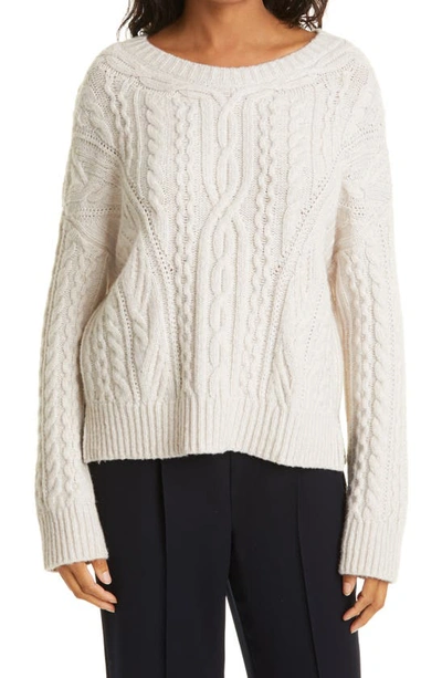 Vince Bauble Cable-knit Merino Wool And Cashmere-blend Sweater In White
