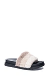 Chinese Laundry Treat Faux Fur Slide Slipper In Taupe Faux Fur