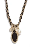 Kendra Scott Muriel Charm Necklace In Gold Black Cats Eye