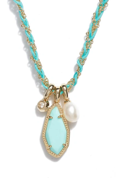 Kendra Scott Muriel Charm Necklace In Gold Light Blue Magnesite