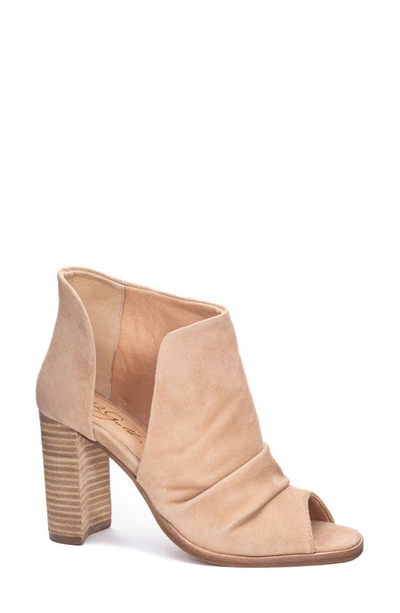 42 Gold Loyalty Open Toe Bootie In Natural Suede
