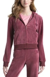 Juicy Couture Classic Velour Track Hoodie In Wine