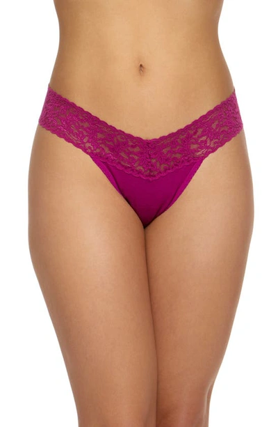 Hanky Panky Stretch Cotton Low Rise Thong In Boysenbery